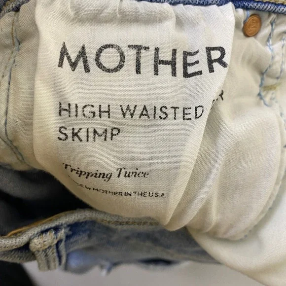 MOTHER High Waisted Rider Skimp Jeans Women's Size 25 Blue Distressed *Flaw Spot - Picture 3 of 16